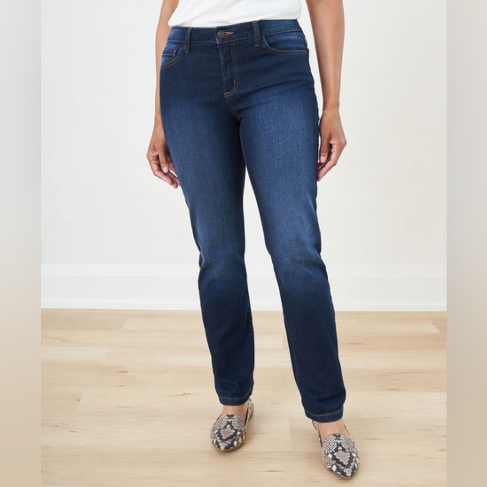 Cleo Petites Straight Leg Jeans Dark Wash Denim Classic 5-Pocket 4P